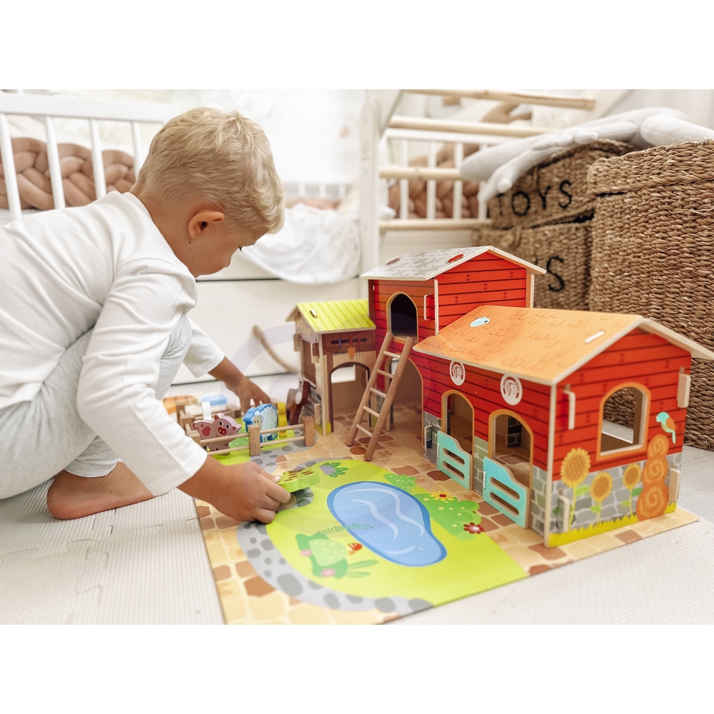 WOOPIE GREEN Mega Farm Animal Figures Stable Cowshed Henhouse 18 pcs. 