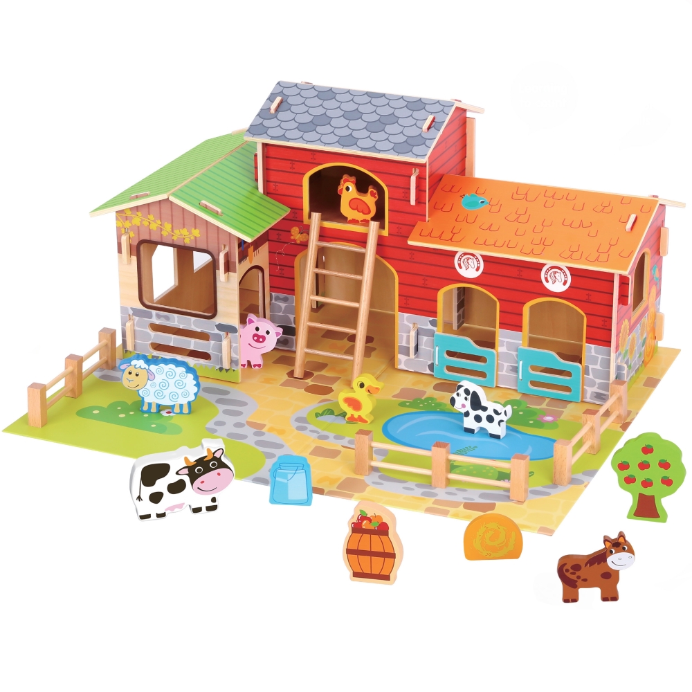 WOOPIE GREEN Mega Farm Animal Figures Stable Cowshed Henhouse 18 pcs. 