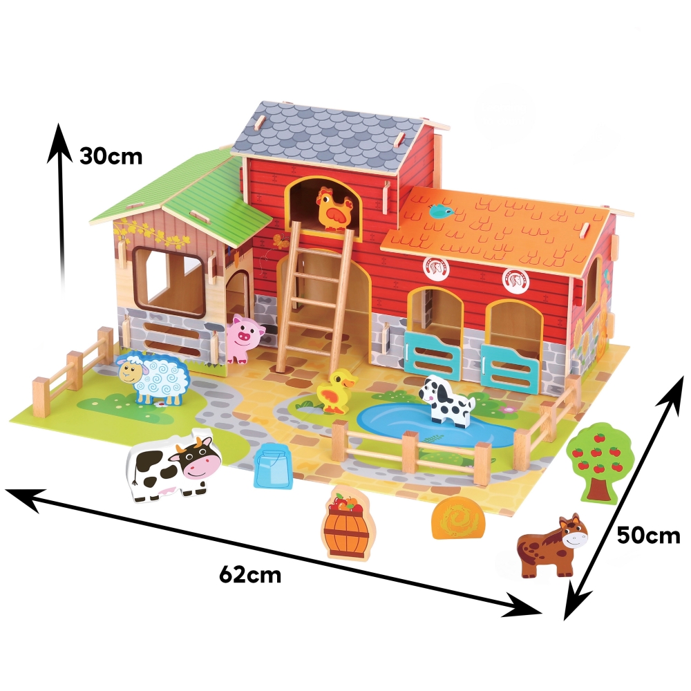 WOOPIE GREEN Mega Farm Animal Figures Stable Cowshed Henhouse 18 pcs. 