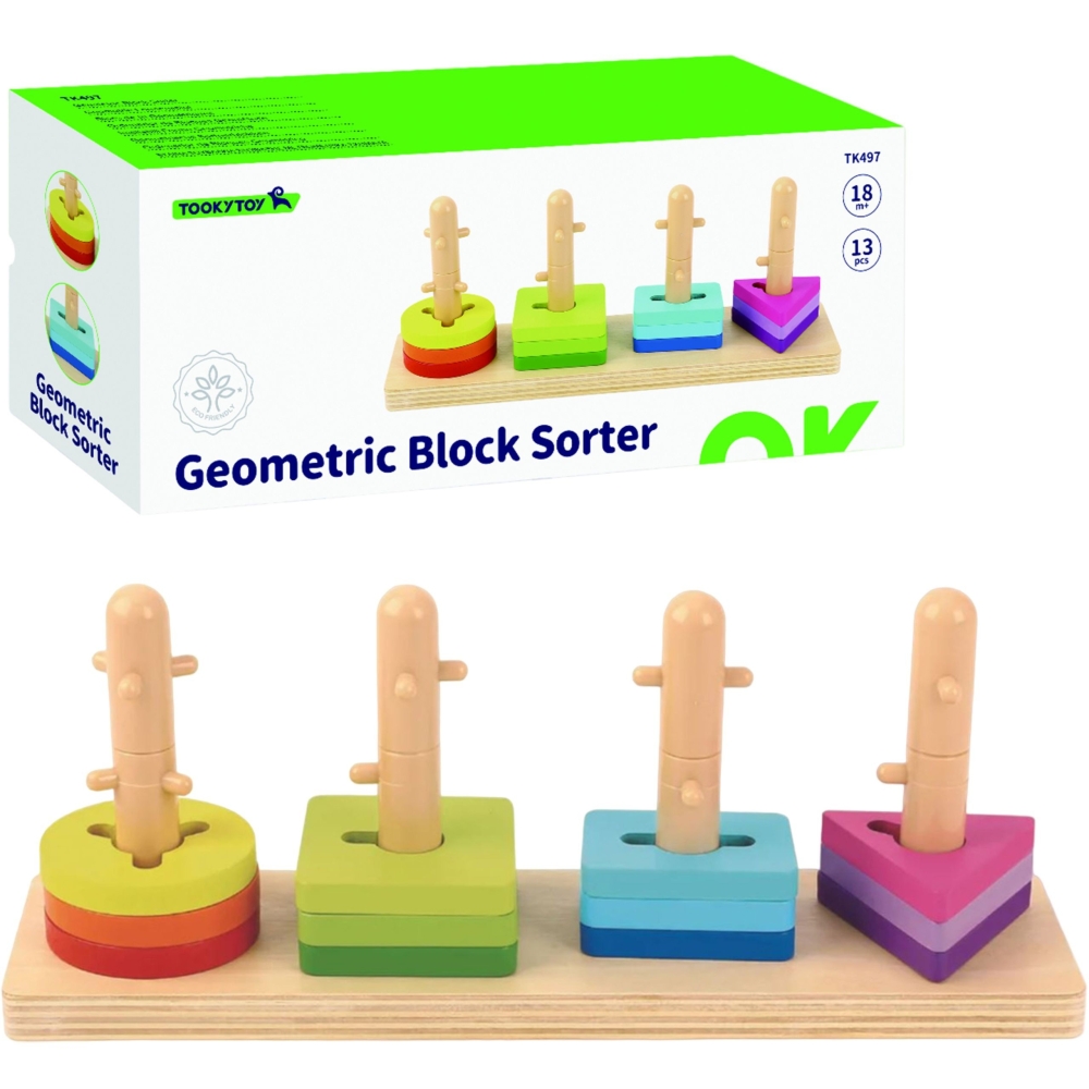 Formų rūšiuoklė TOOKY TOY su spalvingais Montessori blokeliai-Žaislai, Kūdikiams, Žaislai mažyliams (iki 4 m.
