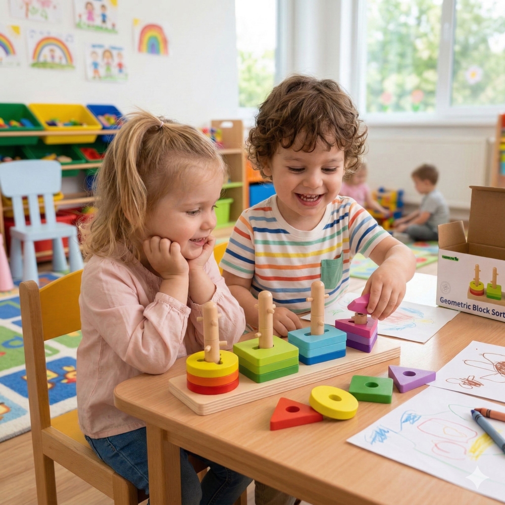 Formų rūšiuoklė TOOKY TOY su spalvingais Montessori blokeliai-Žaislai, Kūdikiams, Žaislai mažyliams (iki 4 m.