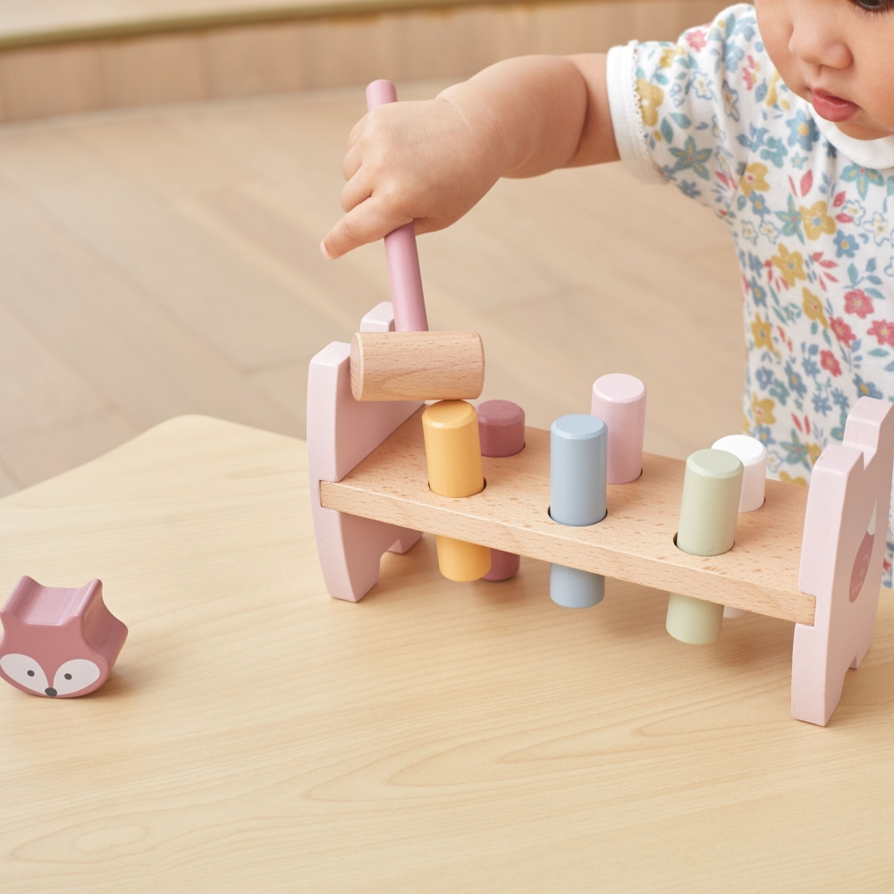 Medinių žaislų rinkinys VIGA PolarB Fox piramidė + plauktuko žaidimas Montessori-Žaislai, Kūdikiams, Mediniai, Žaislai mažyliams