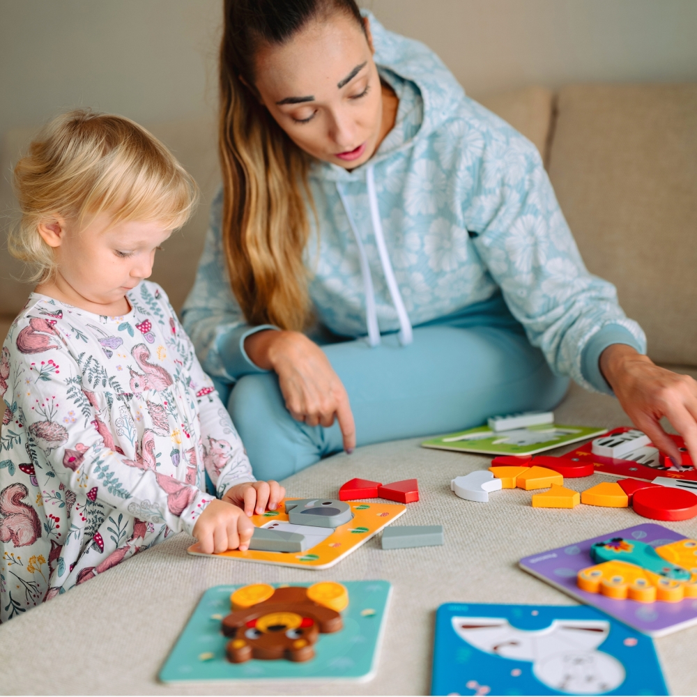 Medinė dėlionė WOOPIE GREEN Gyvūnai Montessori, FSC, 34 vnt-Žaislai, Dėlionės, Dėlionės patiems mažiausiems-e-vaikas