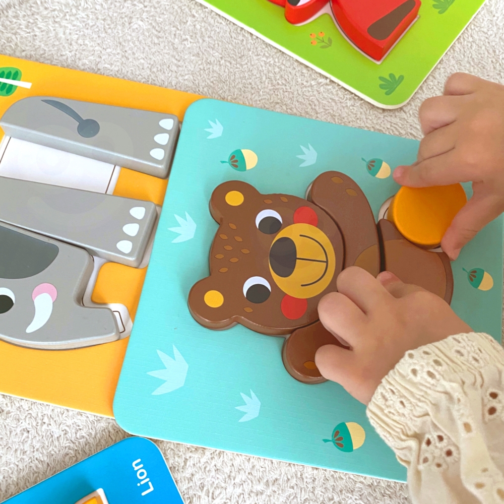 Medinė dėlionė WOOPIE GREEN Gyvūnai Montessori, FSC, 34 vnt-Žaislai, Dėlionės, Dėlionės patiems mažiausiems-e-vaikas