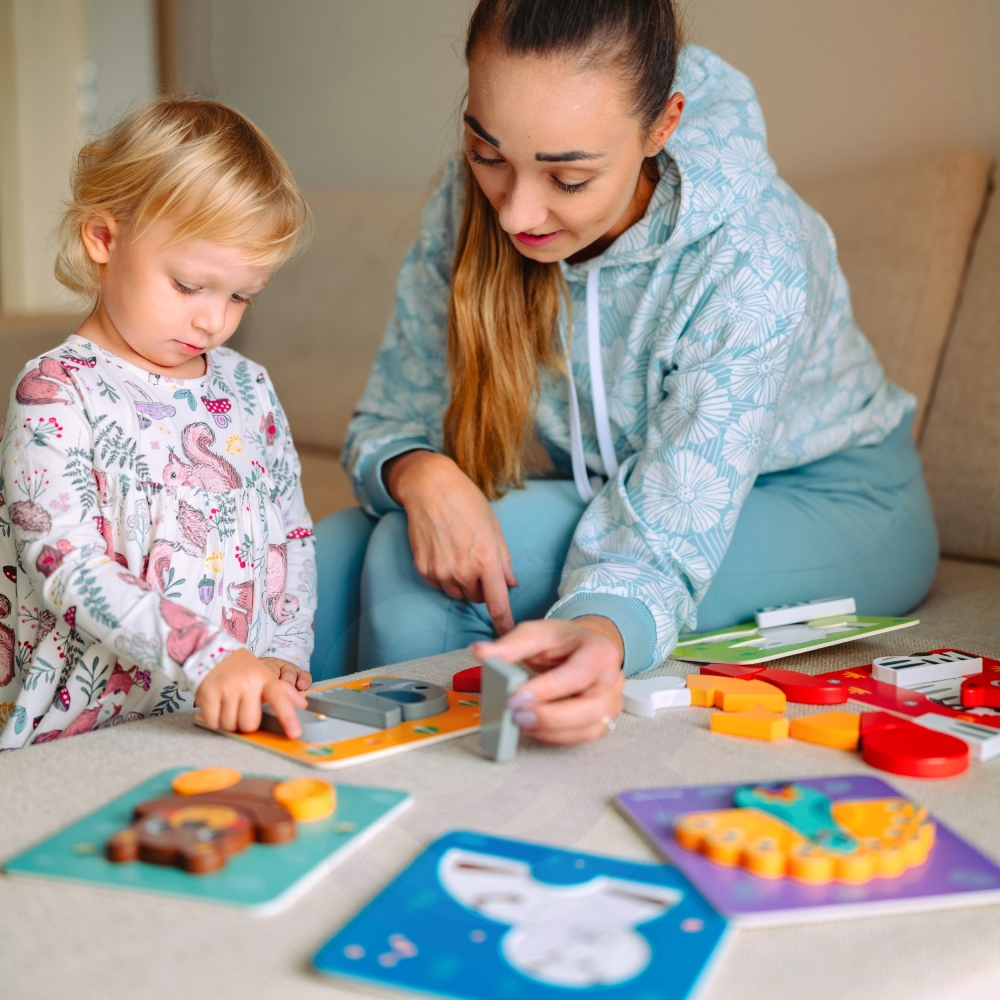 Medinė dėlionė WOOPIE GREEN Gyvūnai Montessori, FSC, 34 vnt-Žaislai, Dėlionės, Dėlionės patiems mažiausiems-e-vaikas