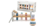 VIGA PolarB Set Wooden Pyramid + Polar Bear Hammer Punch Montessori