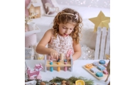 Medinių žaislų rinkinys VIGA PolarB piramidė + plauktuko žaidimas Montessori