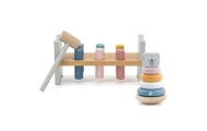 VIGA PolarB Set Wooden Pyramid + Polar Bear Hammer Punch Montessori