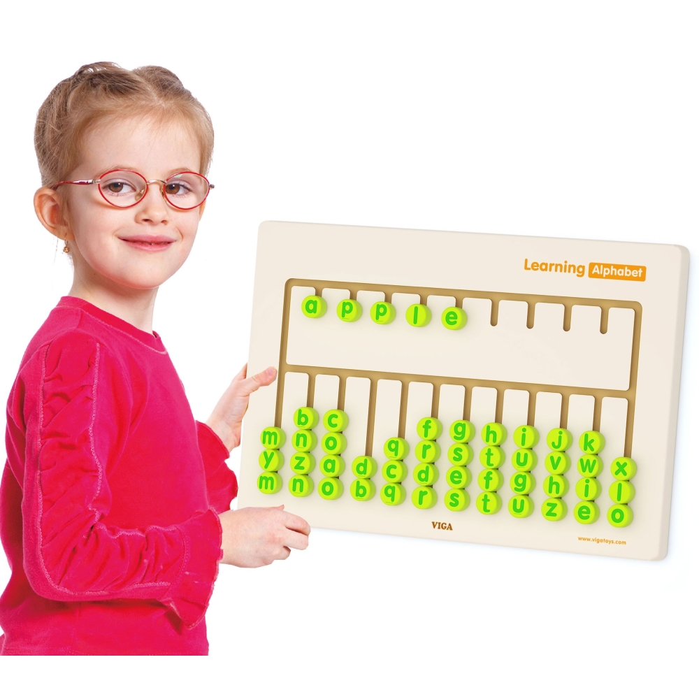 Sensorinė Abėcėlės mokymosi medinė lenta VIGA TOYS-Žaislai, Lavinamieji žaislai, Mokomieji žaislai-e-vaikas
