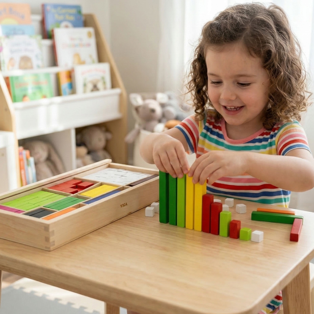 Medinės edukacinės matematinės lazdelės VIGA Cuisenaire-Žaislai, Lavinamieji žaislai, Mokomieji žaislai-e-vaikas