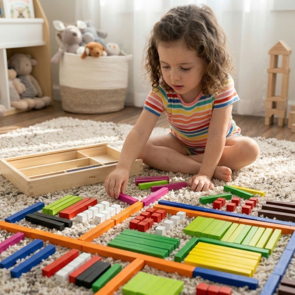 Medinės edukacinės matematinės lazdelės VIGA Cuisenaire-Žaislai, Lavinamieji žaislai, Mokomieji žaislai-e-vaikas