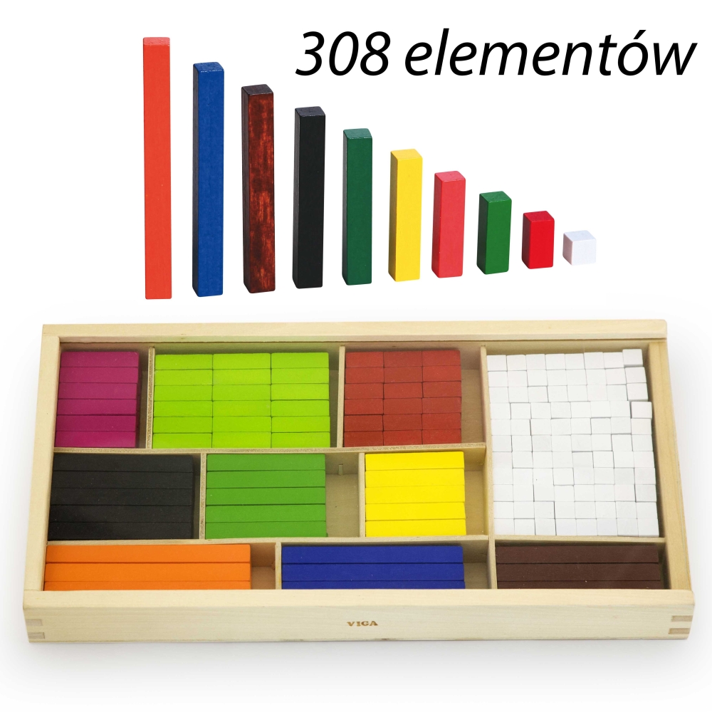 Medinės edukacinės matematinės lazdelės VIGA Cuisenaire-Žaislai, Lavinamieji žaislai, Mokomieji žaislai-e-vaikas