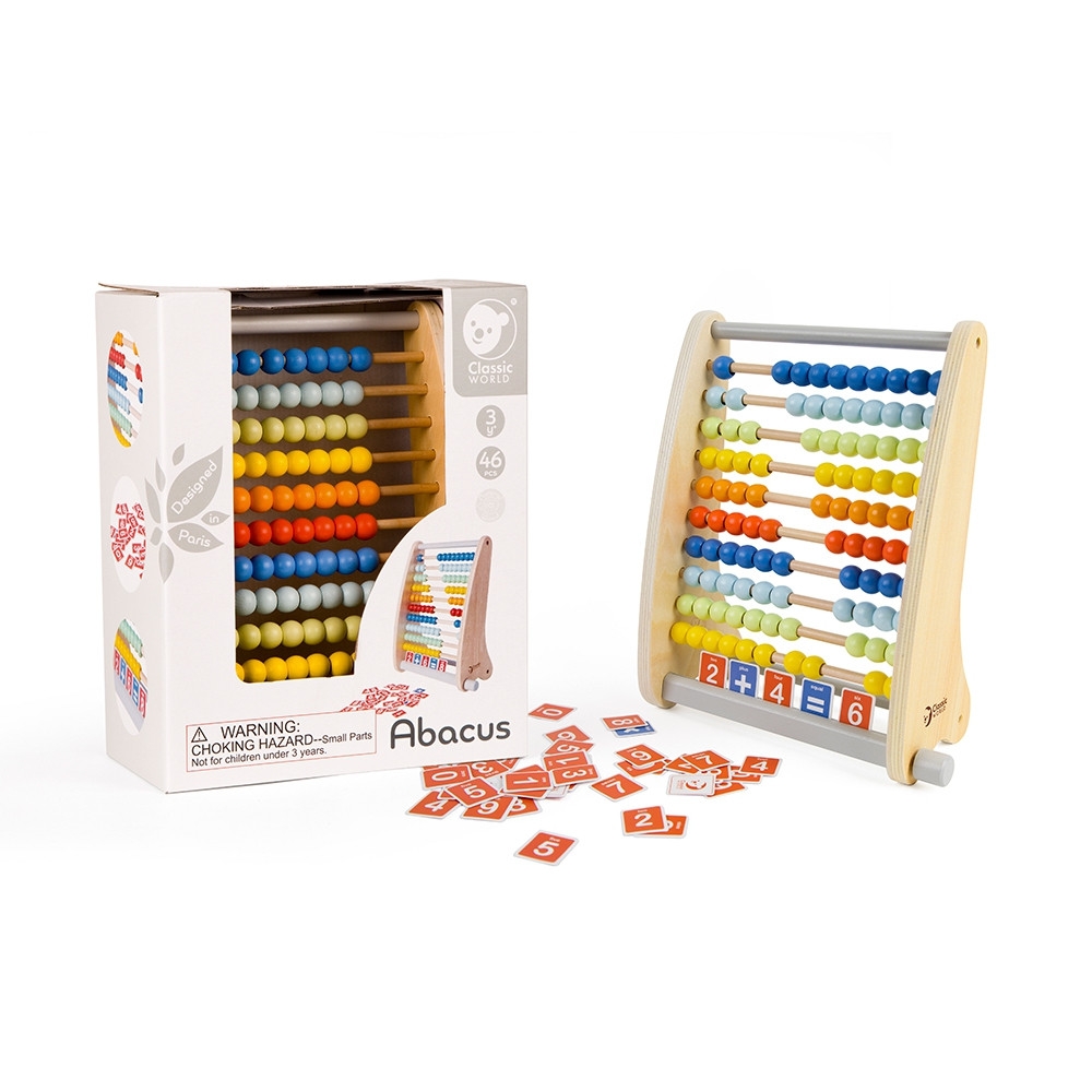 CLASSIC WORLD Wooden Abacus + Mathematical Operations 46 pcs.
