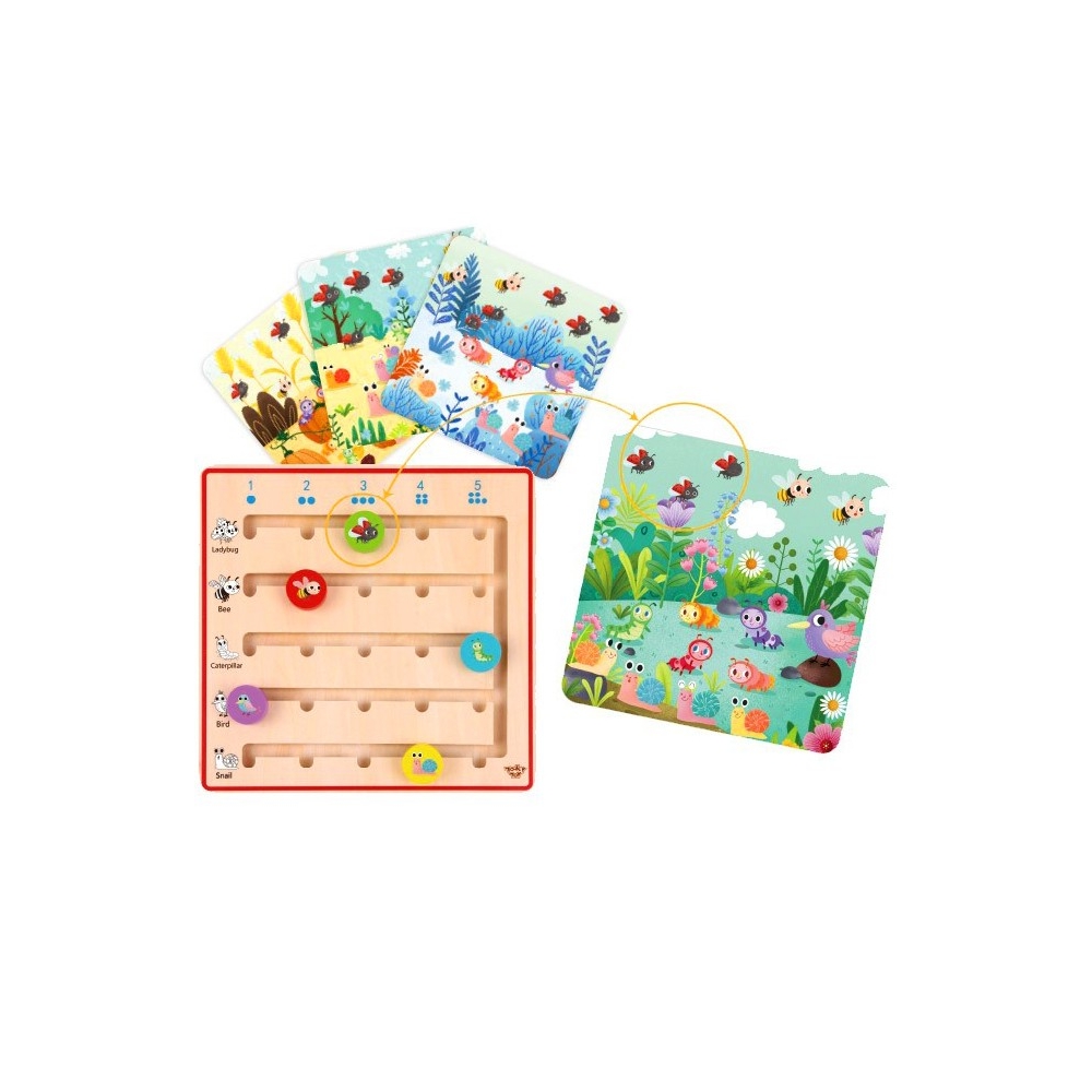 TOOKY TOY Drewniana Gra Nauka Liczenia Zwierzątka