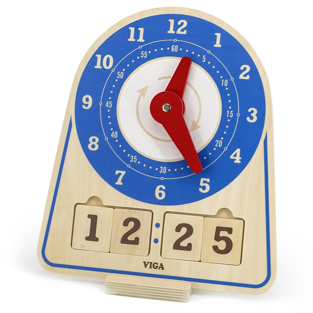 VIGA Wooden Clock Learning Time Clock Montessori