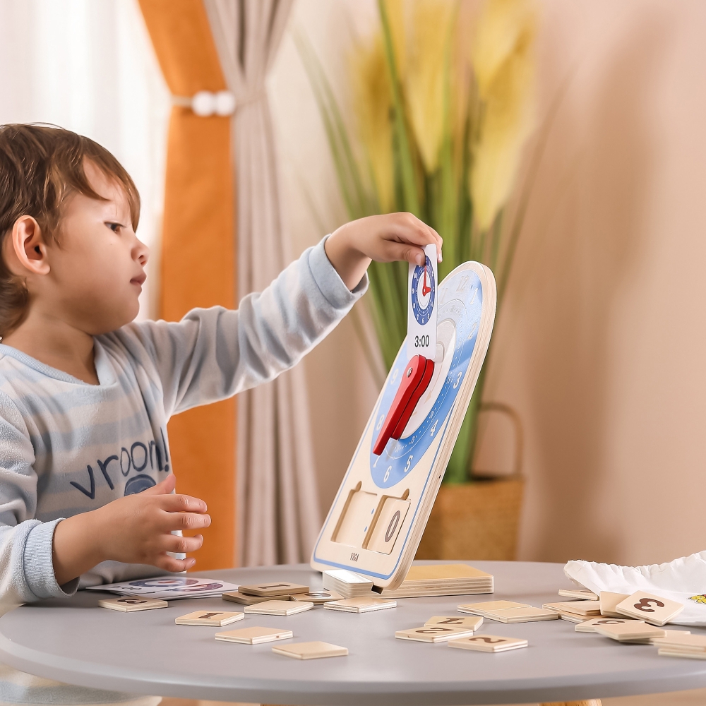 Medinis laikrodis VIGA, skirtas laiko mokymuisi pagal Montessori metodiką-Žaislai, Lavinamieji žaislai, Mokomieji žaislai-e-vaik