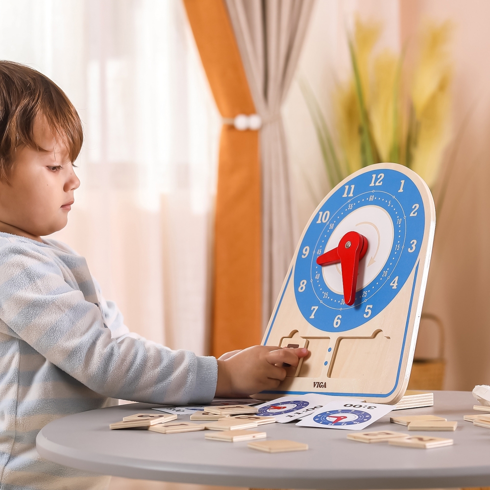 VIGA Wooden Clock Learning Time Clock Montessori