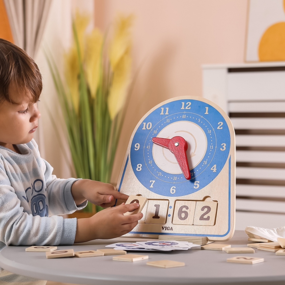 Medinis laikrodis VIGA, skirtas laiko mokymuisi pagal Montessori metodiką-Žaislai, Lavinamieji žaislai, Mokomieji žaislai-e-vaik