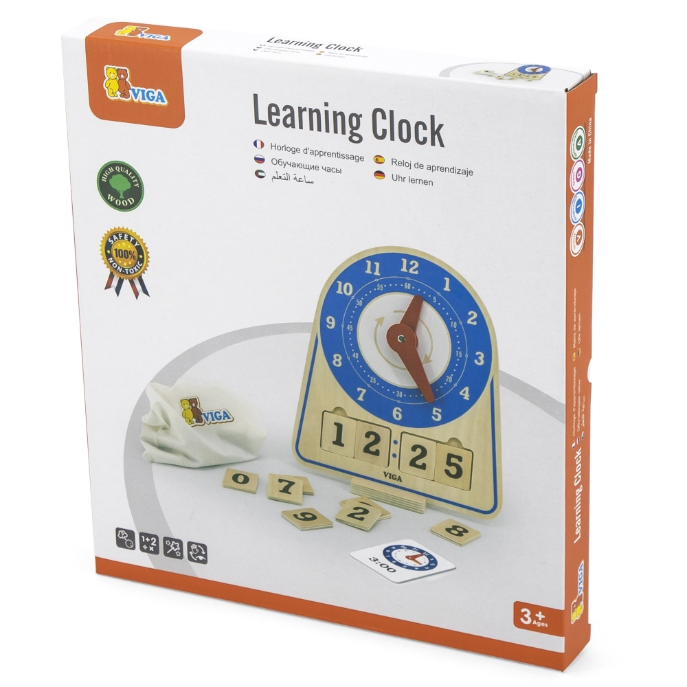 VIGA Wooden Clock Learning Time Clock Montessori