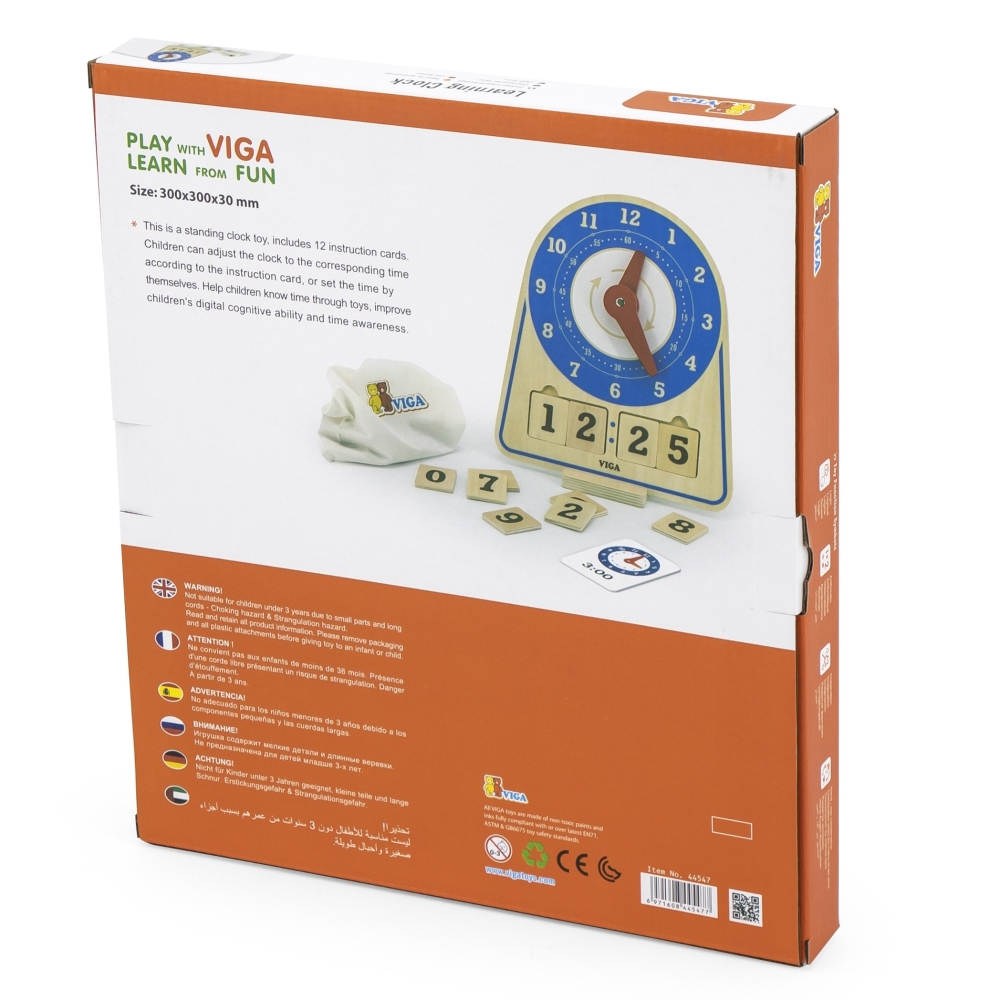Medinis laikrodis VIGA, skirtas laiko mokymuisi pagal Montessori metodiką-Žaislai, Lavinamieji žaislai, Mokomieji žaislai-e-vaik