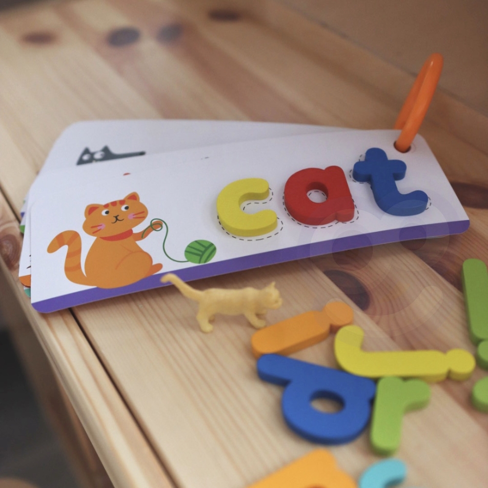 TOOKY TOY Montessori abėcėlės dėlionė Mokymosi raidžių žodžių gyvūnai 57 el.