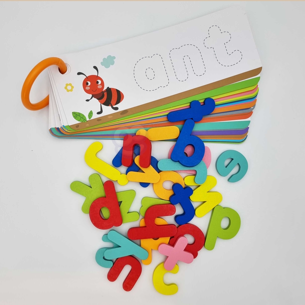 TOOKY TOY Montessori abėcėlės dėlionė Mokymosi raidžių žodžių gyvūnai 57 el.