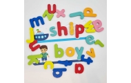 TOOKY TOY Montessori abėcėlės dėlionė Mokymosi raidžių žodžių gyvūnai 57 el.