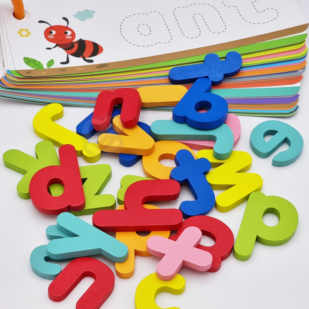 TOOKY TOY Montessori abėcėlės dėlionė Mokymosi raidžių žodžių gyvūnai 57 el.