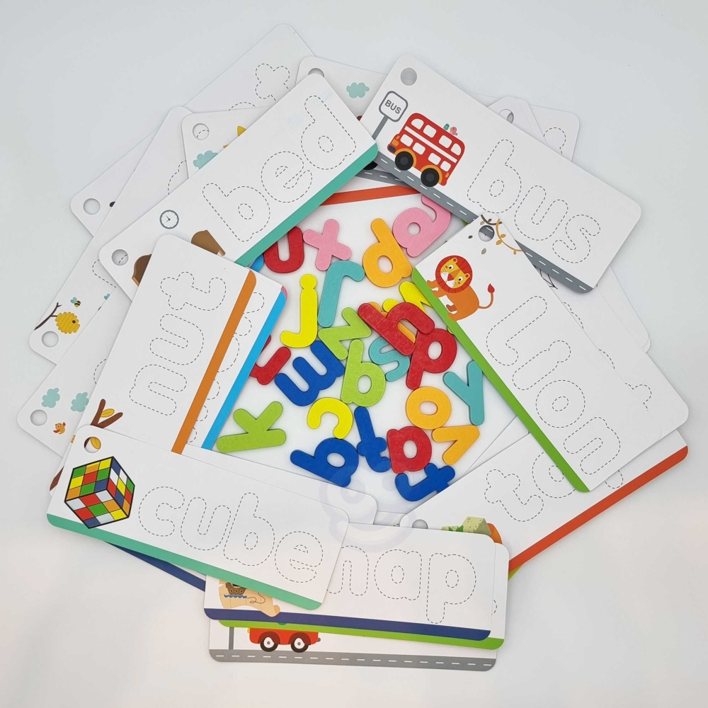 TOOKY TOY Montessori abėcėlės dėlionė Mokymosi raidžių žodžių gyvūnai 57 el.
