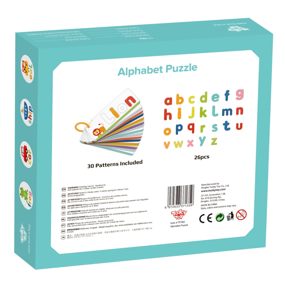 TOOKY TOY Montessori abėcėlės dėlionė Mokymosi raidžių žodžių gyvūnai 57 el.