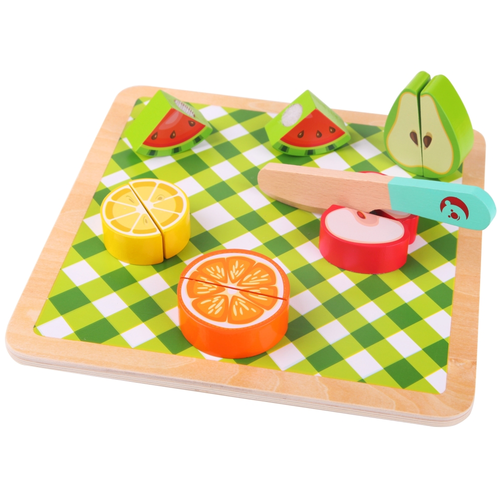 Vaisių pjaustymo rinkinys CLASSIC WORLD Montessori su velcro 20 vnt-Žaislai, Profesijos, buities žaislai, Mažiesiems kulinarams-