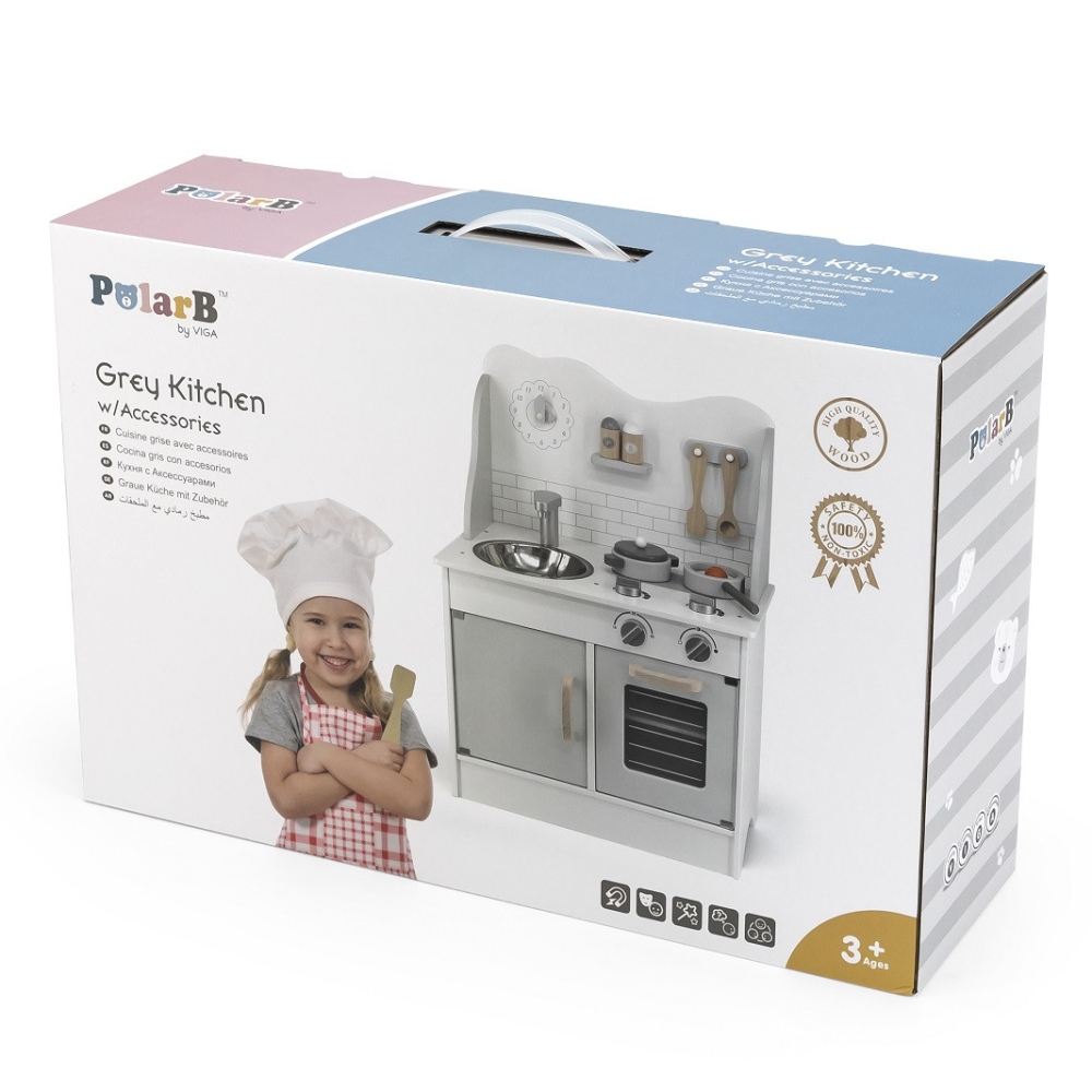 VIGA PolarB medinė virtuvė su priedais "Eco Gray