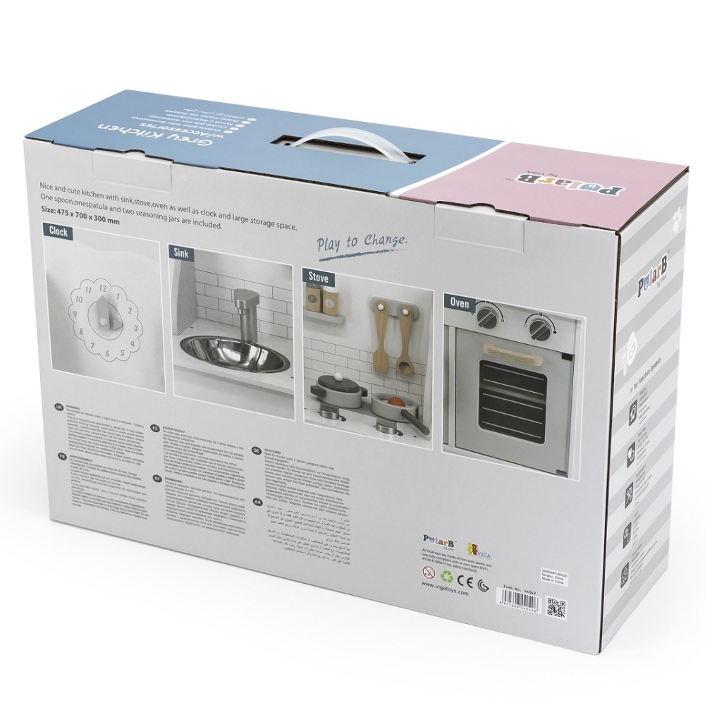 VIGA PolarB medinė virtuvė su priedais "Eco Gray