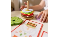 WOOPIE GREEN Drewniany Burger Restauracja Układanka dla Dzieci 15 el. Certyfikat FSC