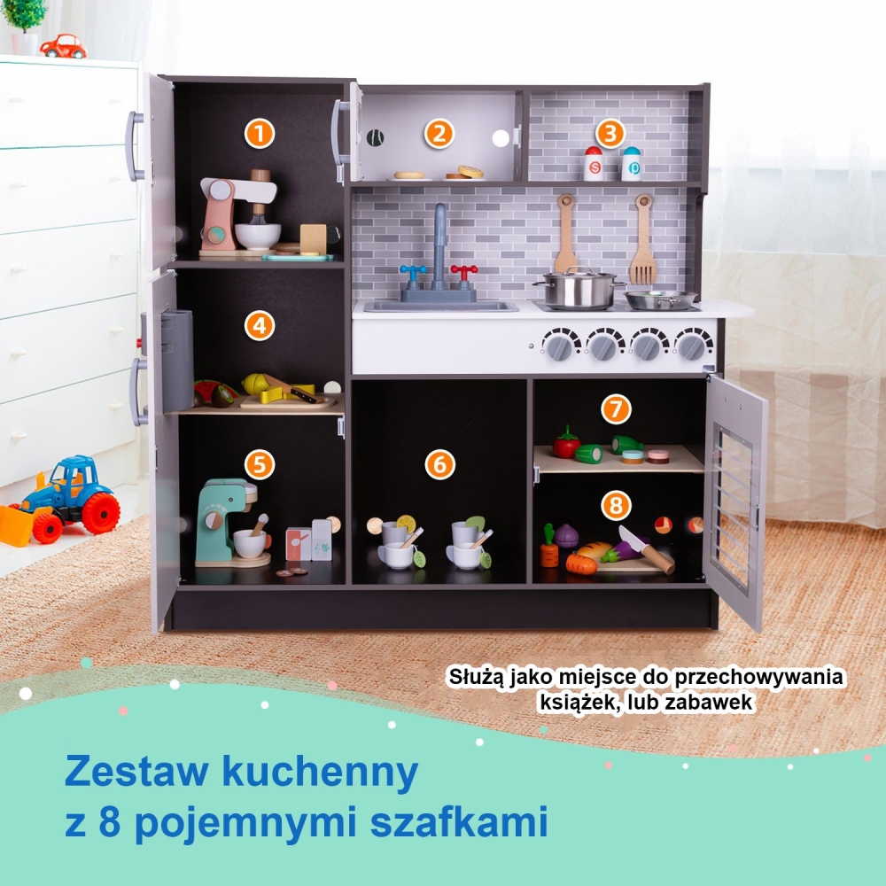 Medinė moderni virtuvė su priedais Tooky Toy