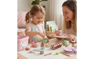 TOOKY TOY Sweet Cake Drewniany Zestaw Słodkości w Pudełku Cukiernia Lodziarnia