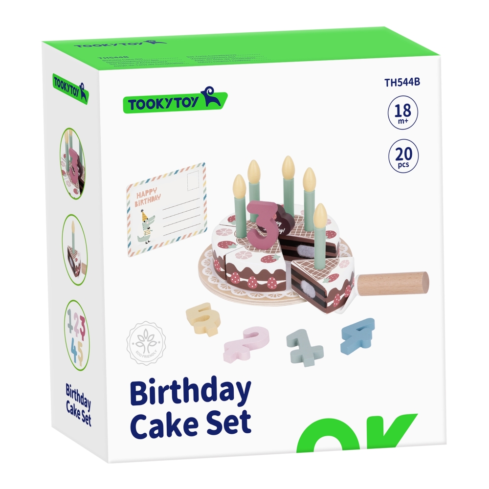 Medinis gimtadienio tortas su žvakutėmis TOOKY TOY-Žaislai, Profesijos, buities žaislai, Mažiesiems kulinarams-e-vaikas