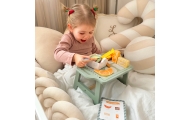 Pusryčių rinkinys su padėklu ir priedais WOOPIE GREEN Pastelinis servizas