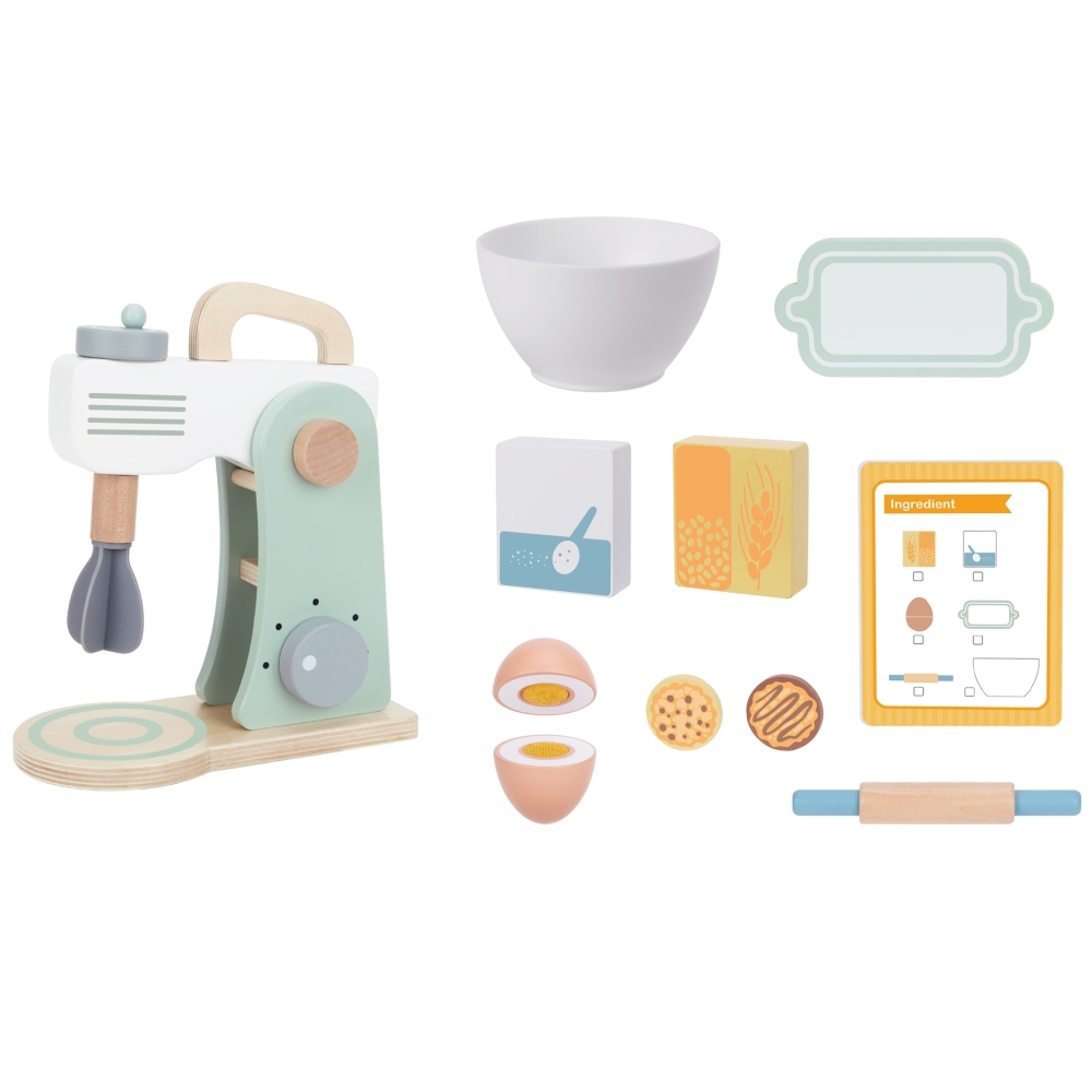 WOOPIE GREEN Wooden Kitchen Mixer Blender with Accessories 11 pcs.