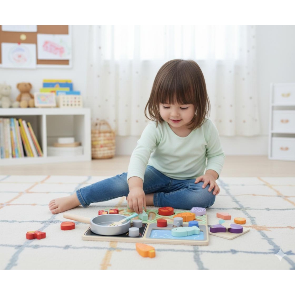 TOOKY TOY Wooden Kitchen with Accessories - Little Chef's Set