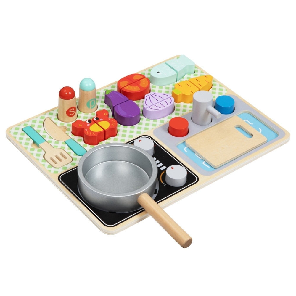 TOOKY TOY Wooden Kitchen with Accessories - Little Chef's Set