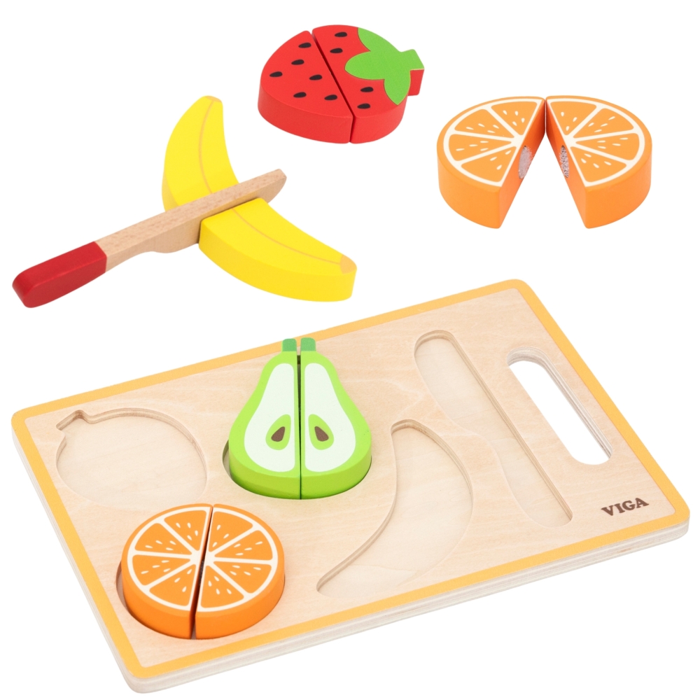 VIGA Wooden Montessori Educational Puzzle Fruits for Cutting