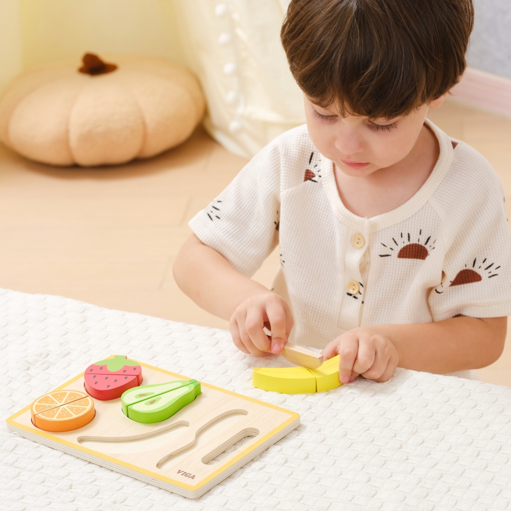 VIGA Wooden Montessori Educational Puzzle Fruits for Cutting