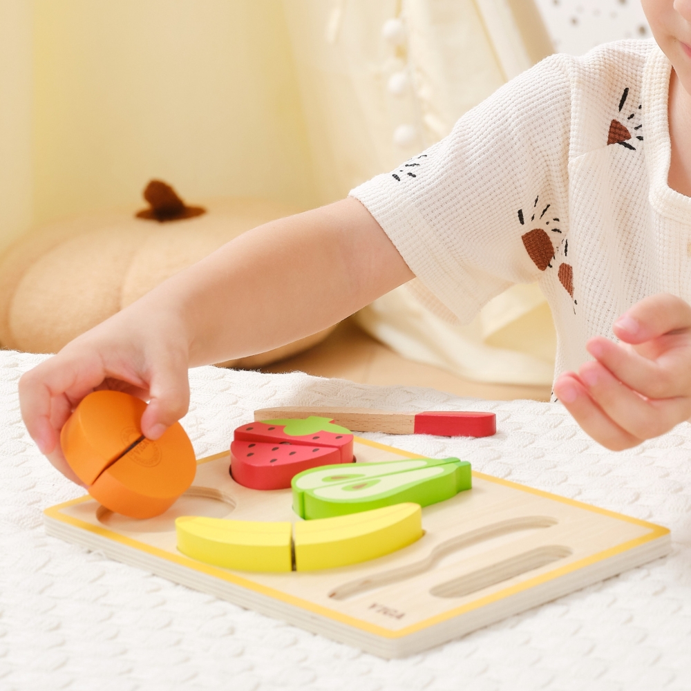 VIGA Wooden Montessori Educational Puzzle Fruits for Cutting