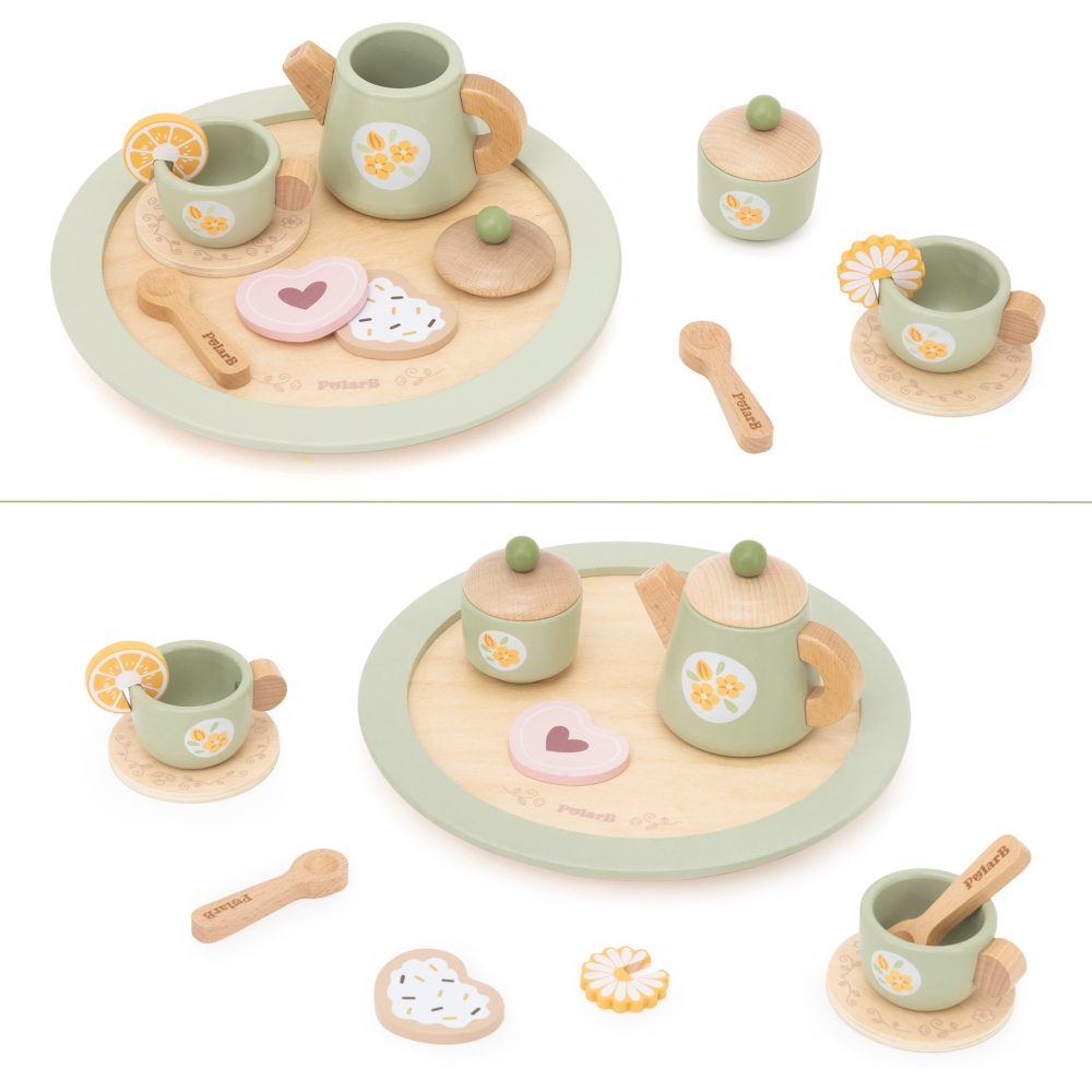 VIGA Wooden Spring Tea Set - 15 pieces