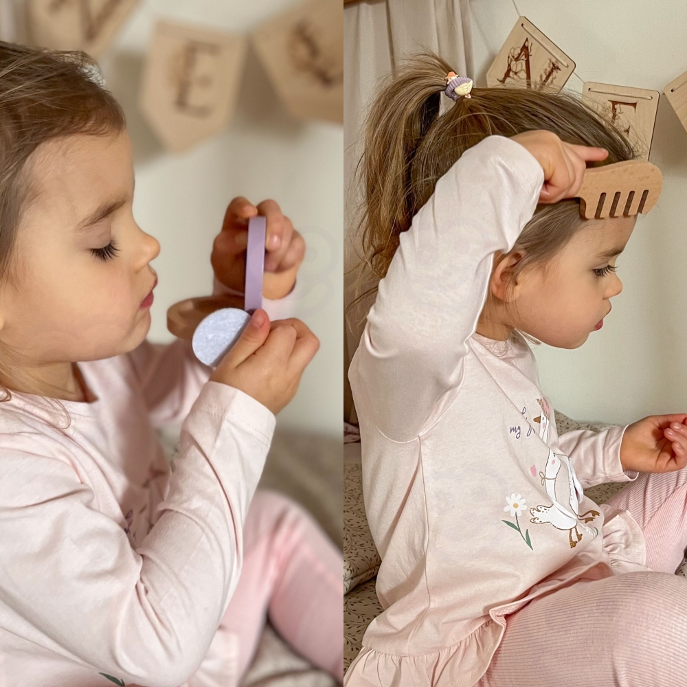Medinis kosmetinis staliukas su priedais Viga Little Princess Corner-Žaislai, Profesijos, buities žaislai, Grožio žaislai-e-vaik