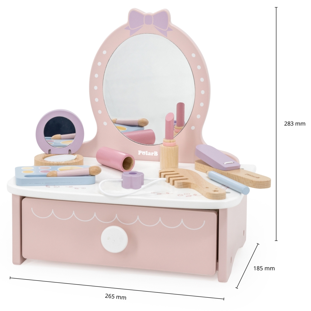 Medinis kosmetinis staliukas su priedais Viga Little Princess Corner-Žaislai, Profesijos, buities žaislai, Grožio žaislai-e-vaik