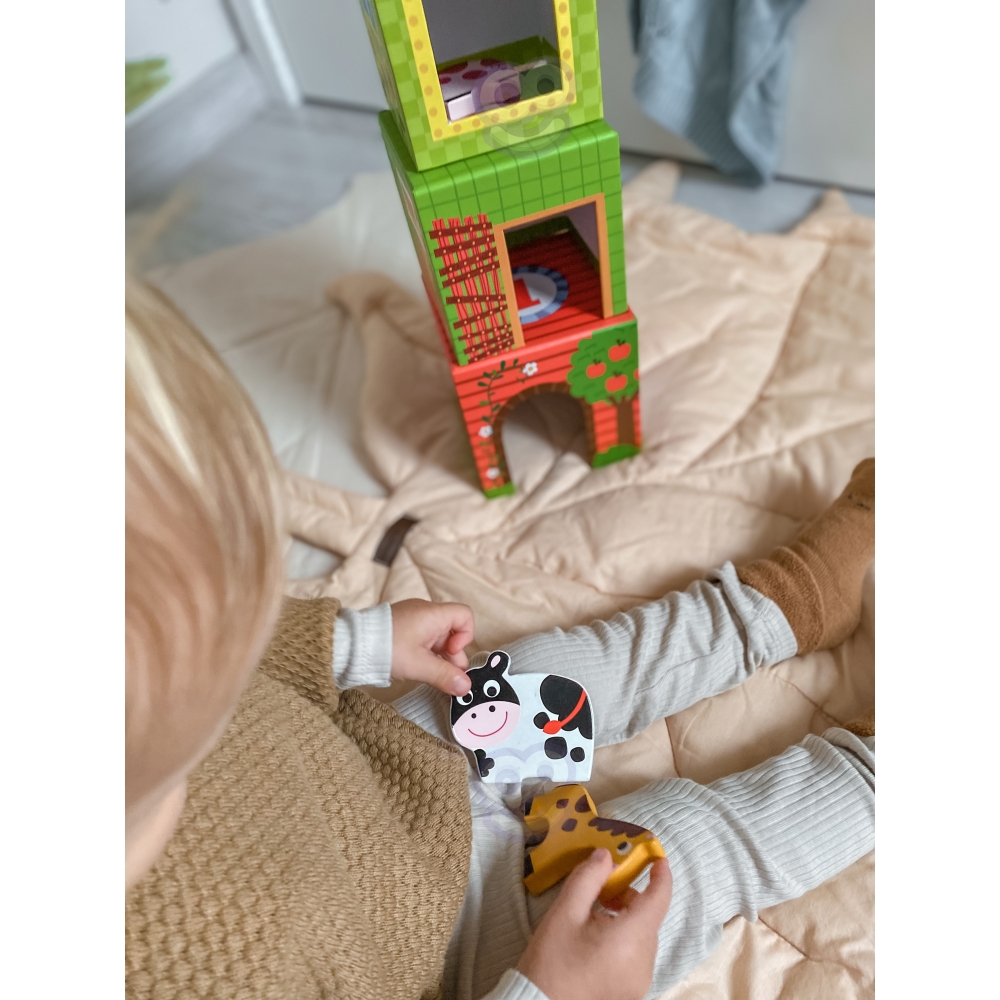 Dėlionė Ūkio kubeliai WOOPIE GREEN + figūrėlės 10 el.-Žaislai, Kūdikiams, Žaislai mažyliams (iki 4 m.