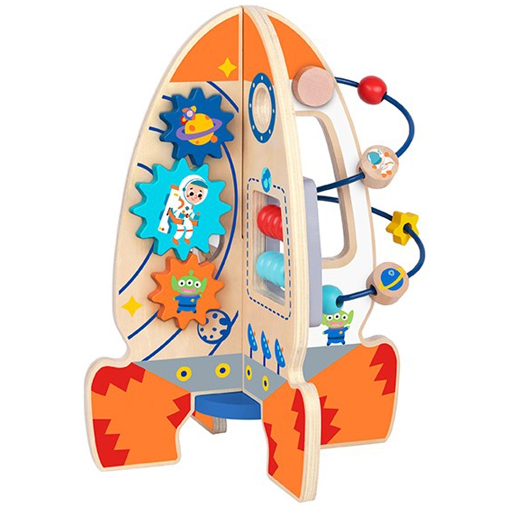 Didelis medinis edukacinis žaislas Tooky Toy daugiafunkcinė raketa-Žaislai, Kūdikiams, Žaislai mažyliams (iki 4 m.