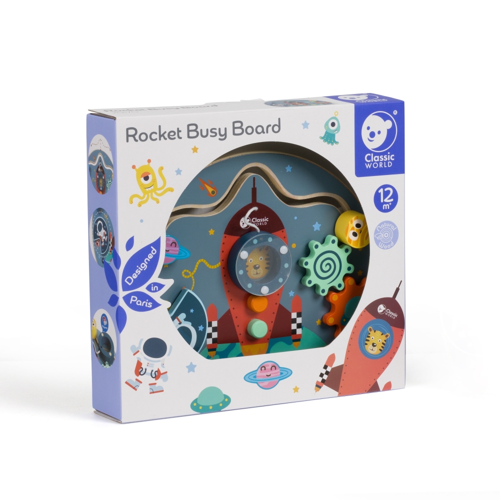 Daugiafunkcinė edukacinė lenta CLASSIC WORLD 6-in-1 Rocket-Žaislai, Kūdikiams, Mediniai, Žaislai mažyliams (iki 4 m.